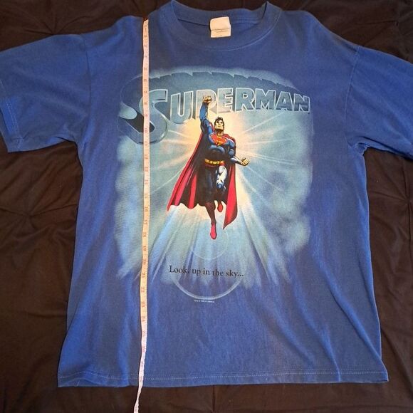90’s Vintage Superman Warner Bros Big Graphic T Shirt Large 'Look, up in the Sky - Picture 7 of 12